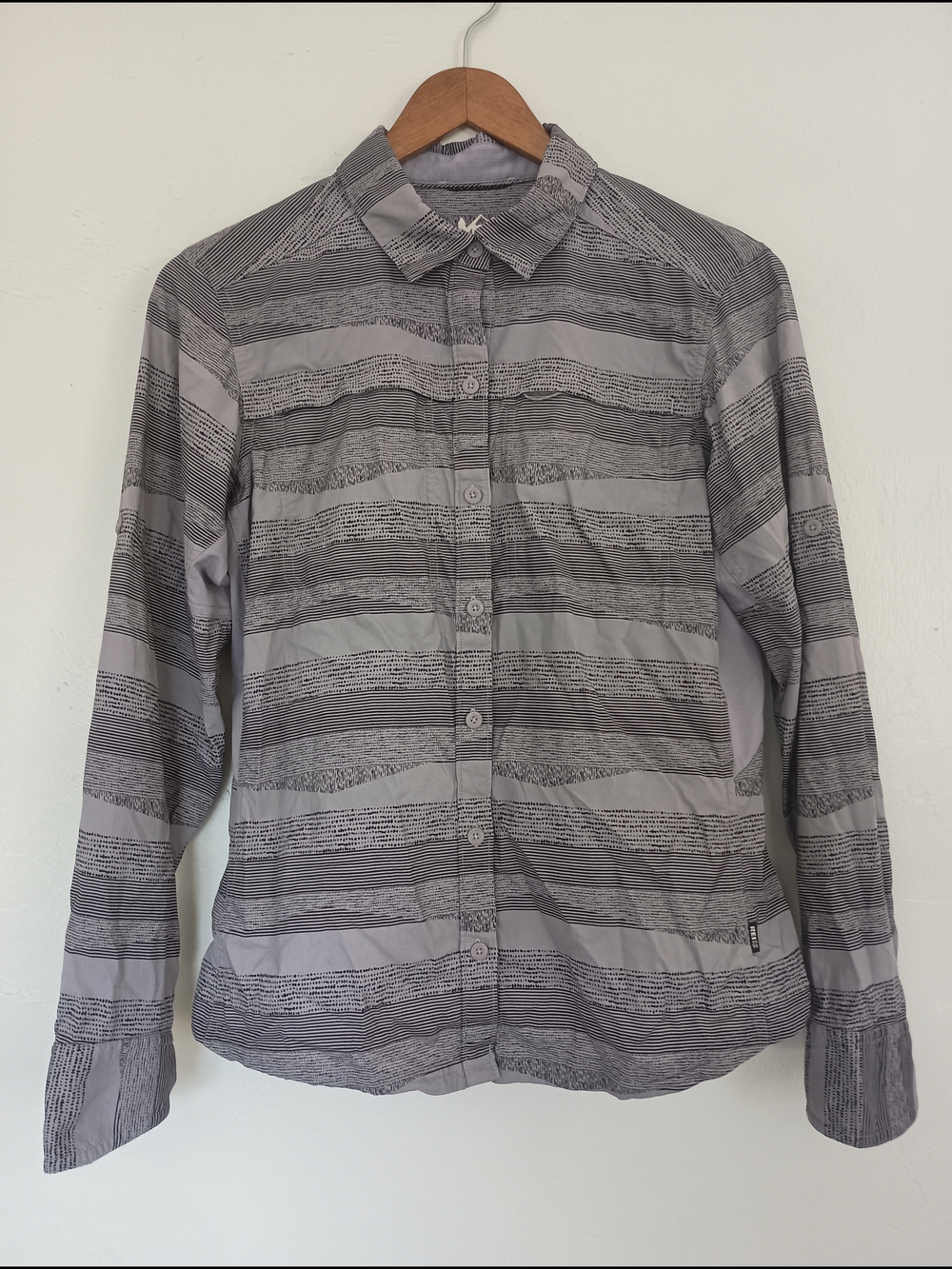 REI Co-op Sahara Women's Gray Patterned Button-Up Shirt